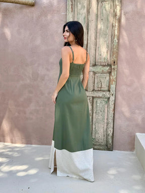 Vestido Bicolor Verde