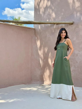 Vestido Bicolor Verde